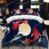 Bettbezug-Set im japanischen Stil, King-Size-Bett, Queen-Size-Bett, Ukiyo-e-Motiv, Wellenmuster, Polyester-Bettwäsche-Set, Fuji-Berg, exotischer Stil