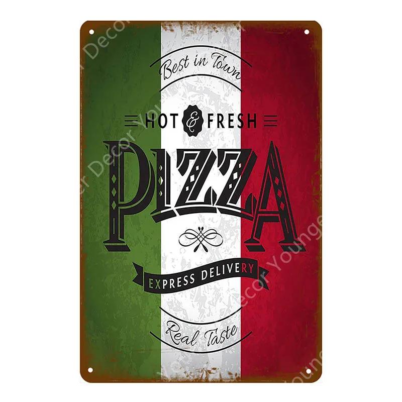 Italian Good Food Pizza Pies Metal Signs Wall Decoration Vintage Metal Poster Home Kitchen Decor Painting Plaques YJ145
