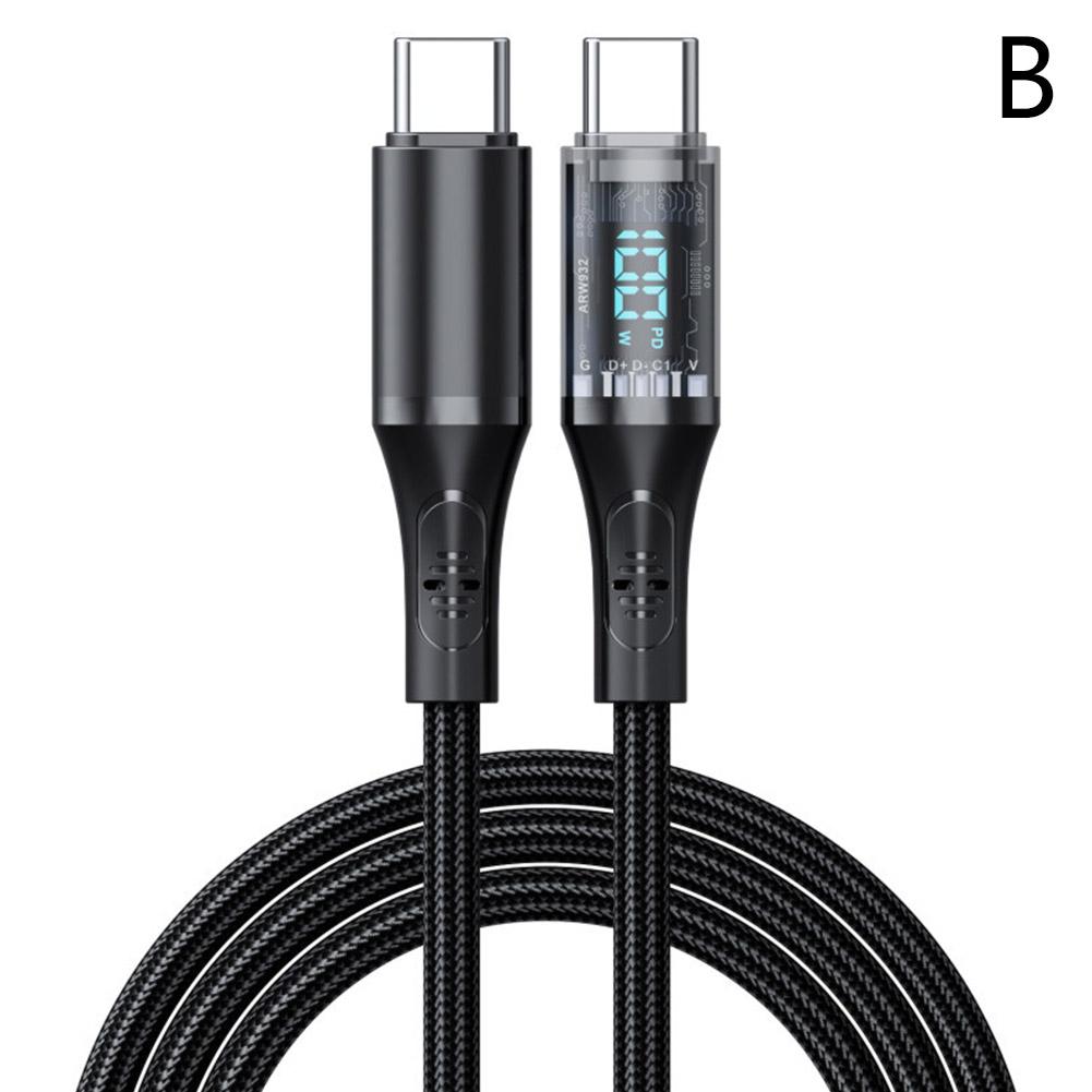 High Speed Charging Cable 100W/66W Fast USB/Type-C LED Type-C Visible Digital Display For Samsu E1E9