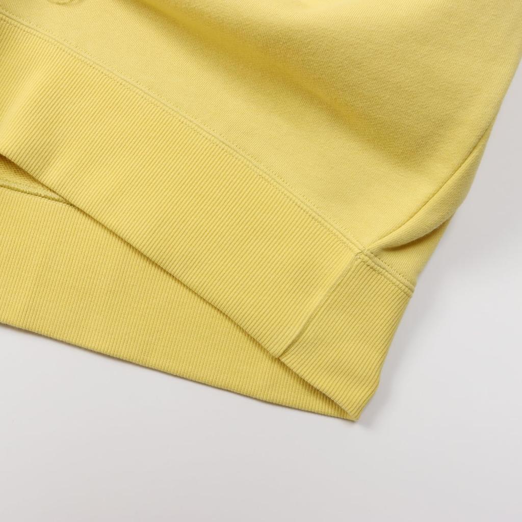 Champion Short Sleeve Crew Neck Cream with Fleece Lining and Embroidered Logo Men's Sweatshirt, Basic, Yellow, C3-Z020,
