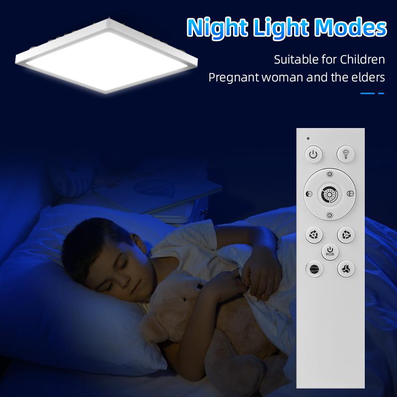 Dimbare LED-taklamper Moderne panellys med bakgrunnsbelysning Fjernkontroll 220V taklampe for hjemmebelysning