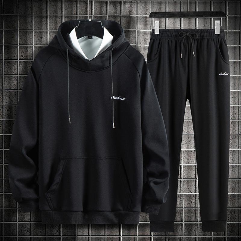 

Весенне-осенний мужской молодежный тонкий хлопковый спортивный костюм с капюшоном L