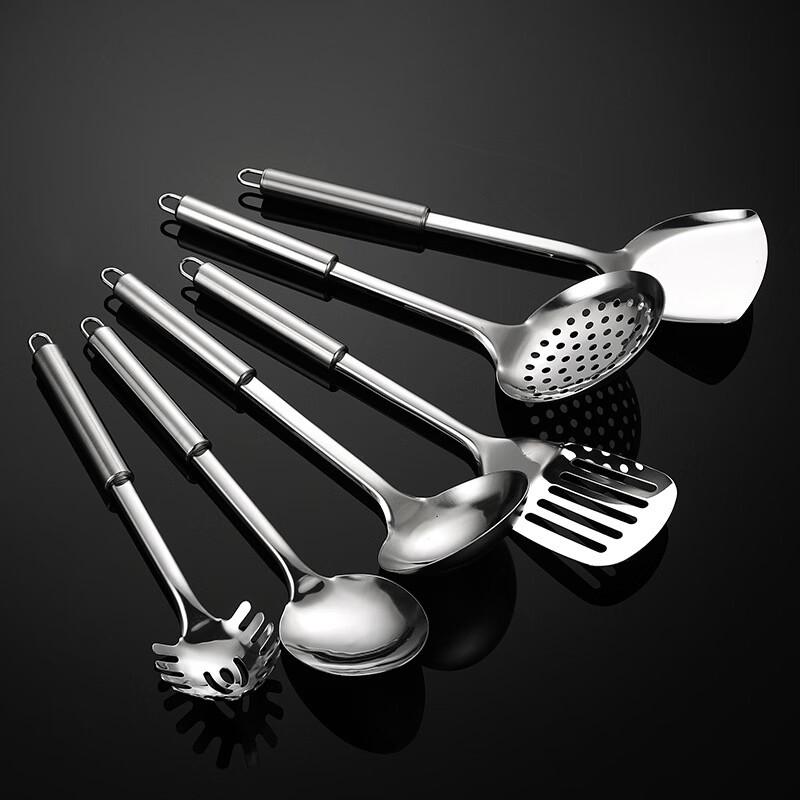 Abay Polished Stainless Steel Slotted Spoon Set