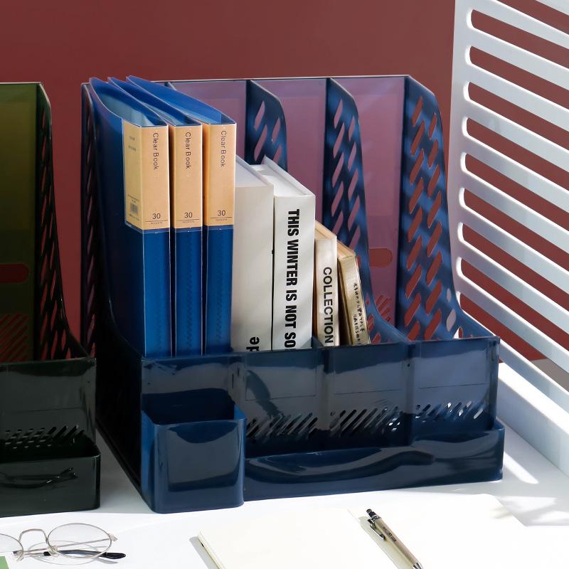 Retro Multi-Layer Pen Holder & A4 File Organizer for Desk