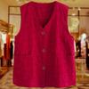 Plus Size Female Fat Mother Spring and Autumn Thin Vest Jacket Fashion Western Style Cotton and Linen Vest