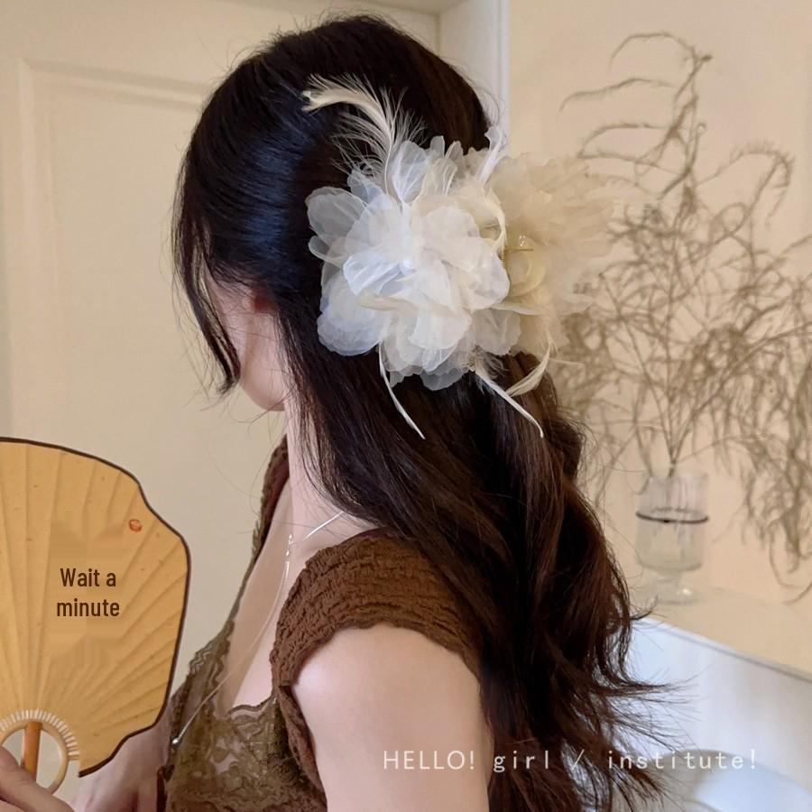 Enchanting Lily Flower Hair Clip: Elegant Shark Clip for Updos