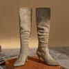 Big Tube Circumference High Heel Pointed Pile Boots Women's Thin Heel Long Tube Over the Knee Boots Retro Boots Retro Style