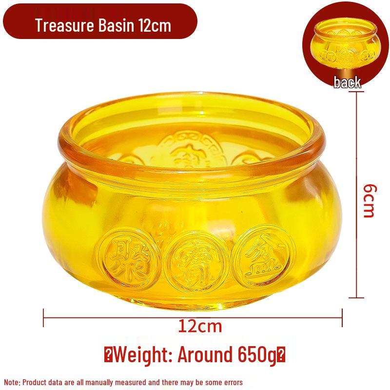 Crystal Treasure Bowl: Glazed Wealth Attraction Decoration for Living Room, Entryway, Shop Opening, and Housewarming Gift
