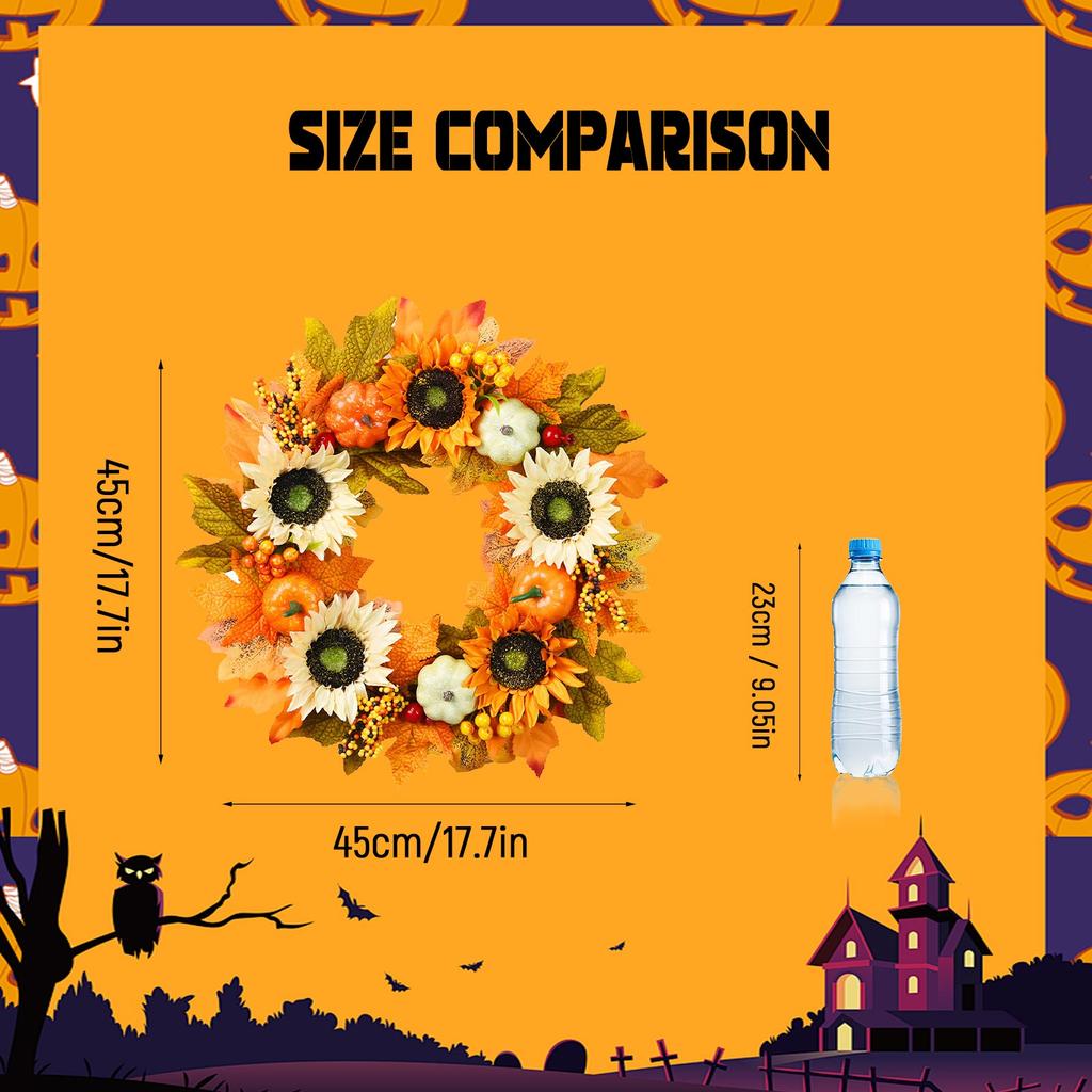 Fall Wreath For Front Door Wreath With Artificial Pumpkin