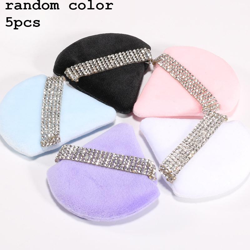5pcs Luxury Diamond Triangle Powder Puff - Setting Powder Puff for Loose Powder Body Powder Wet Dry Cosmetic Foundation Blender