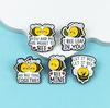 Creative Cartoon Bee Brooch – Cute Insect with English Quote, Heart Personality Badge, Accessory for Backpack Decoration