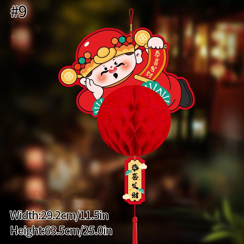 Chinese Red Lantern Traditional New Year Festival Hanging Decor Chinese Spring Festival Paper Honeycomb Lanterns