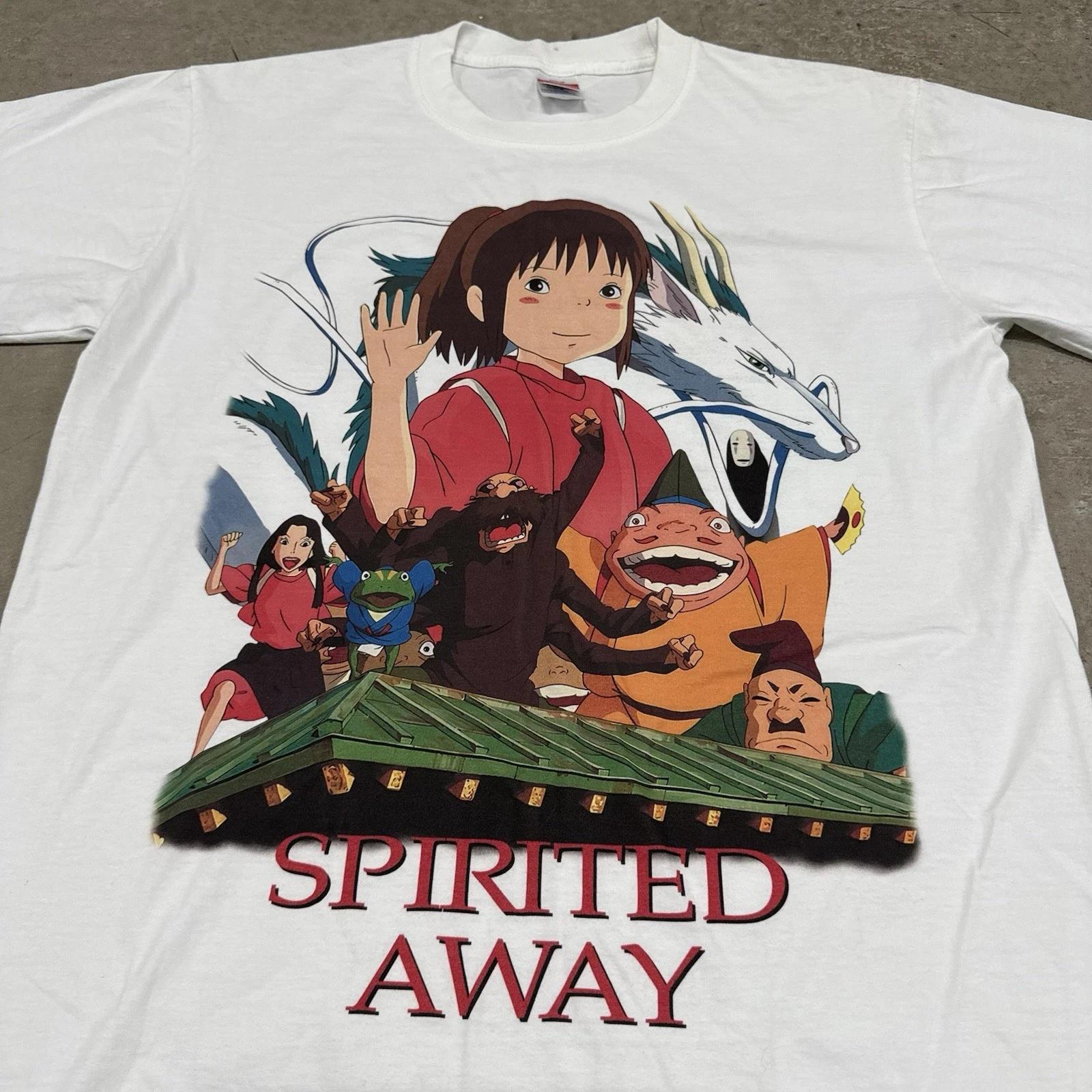 Vintage Spirited Away 2001 Reprint T T-Shirt Double Sided AOP Rare Anime Tee SZ L L