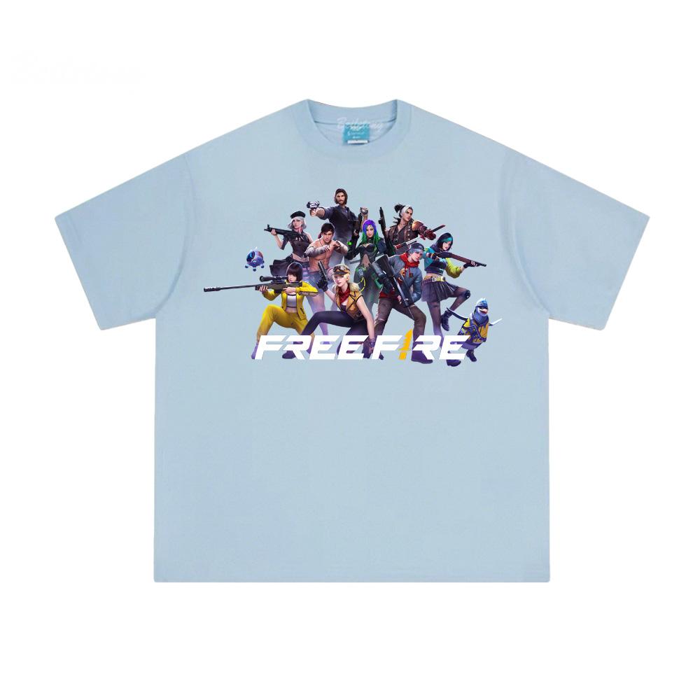 Free Fire Game T-shirt Cartoon Hip Hop Tee-shirt Graphic Printing Retro Casual High Quality Tshirt Unisex Cotton Tops