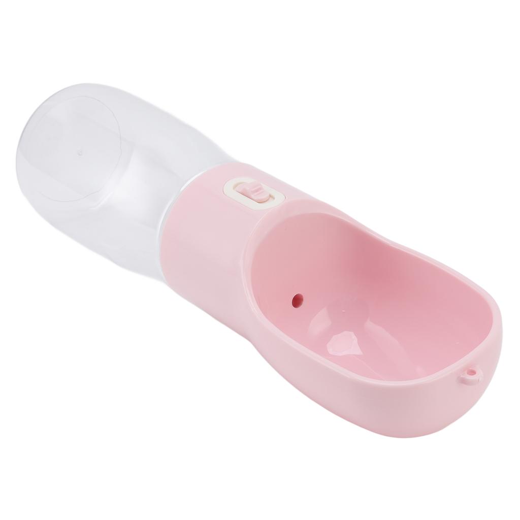 400ml Hunde-Wasserflasche Lebensmittelqualität Auslaufsicher Wassersparend Tragbarer Hundenapf Spender mit Trageband für Draußen Pink