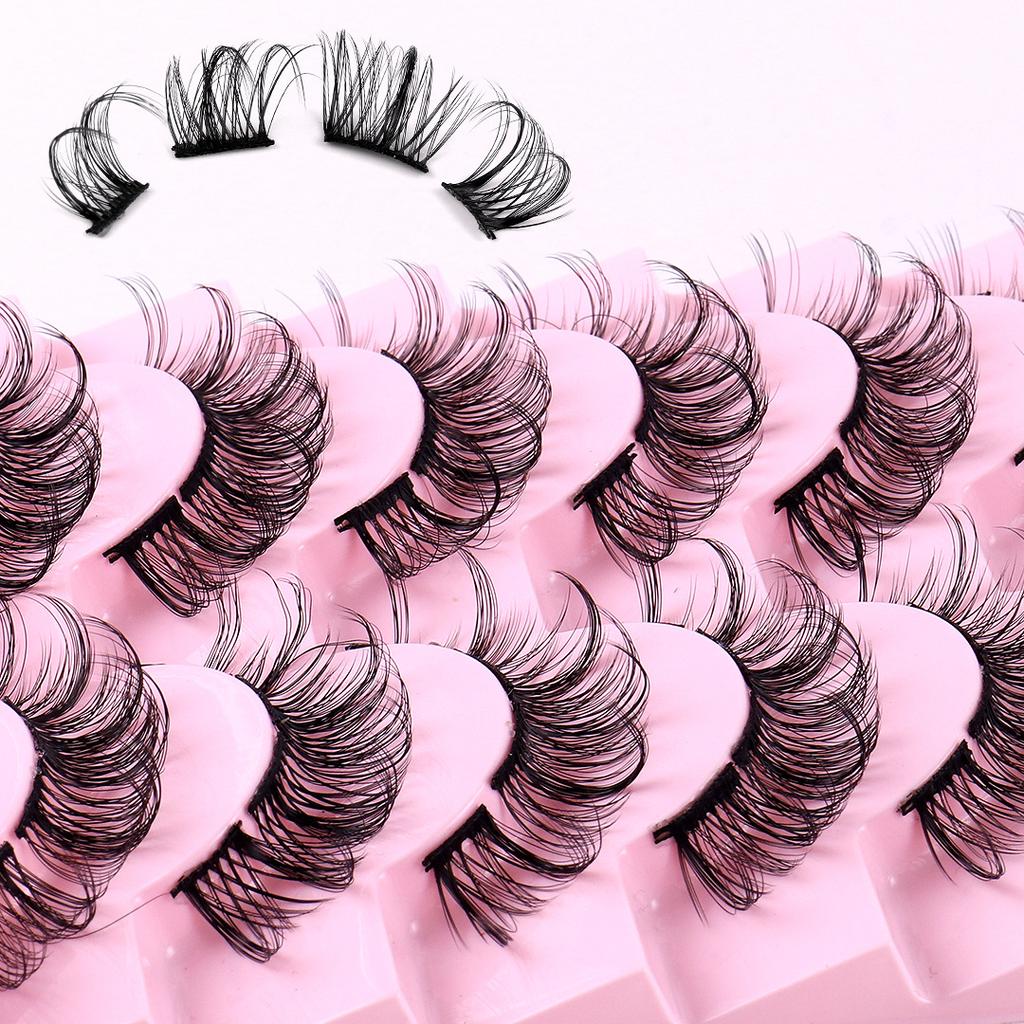 10 Pairs Of Chemical Fiber Segmented False Eyelashes Curled And Dense To Simulate Natural Eyelashes