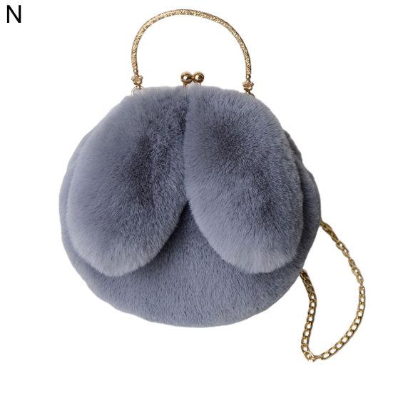 Women Cute Rabbit Ears Faux Fur Crossbody Chain Shoulder Bag Pouch Purse Handbag