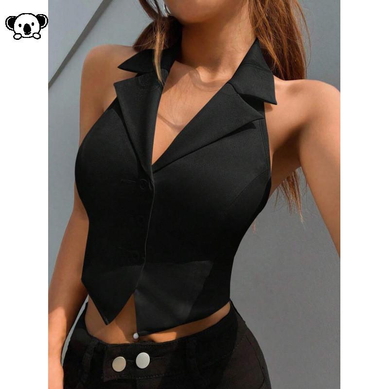 Dámský crop top s véčkovým výstřihem a špagetovými ramínky pro městský street style