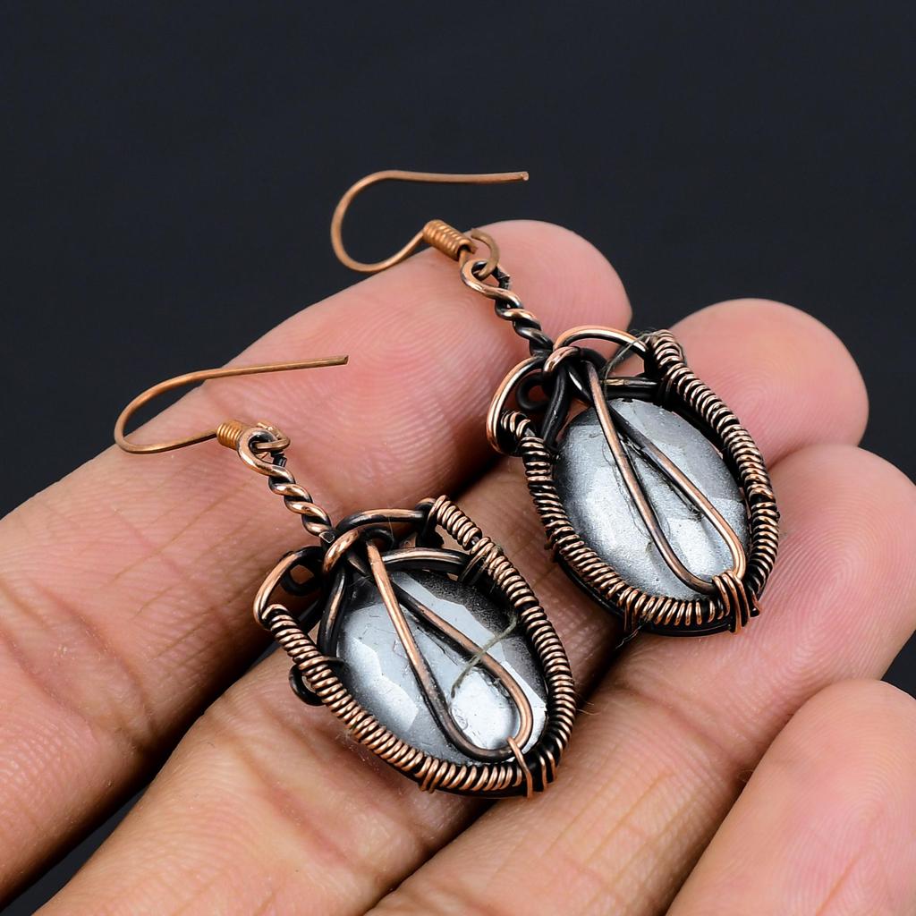 Peridot  Earrings Gemstone Jewelry, 999 Copper Wire Wrapped Earrings, Handmade Jewelry Birthstone Earrings, Gift For Him