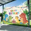 Vibrant Cartoon Dinosaur Birthday Backdrop Kids Dino Party Scene Photography Background Cloth