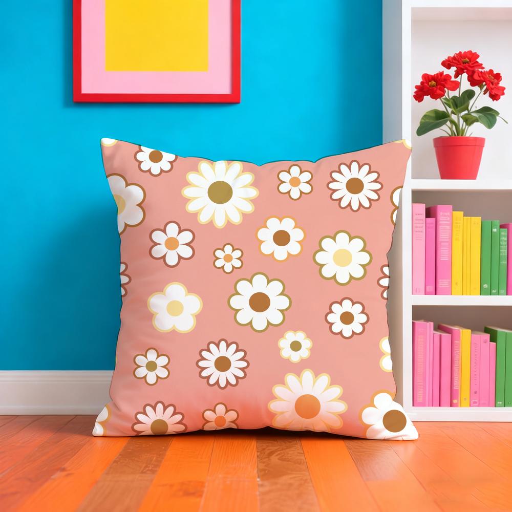 Spring And Summer Floral Cushion Cover Soft Plush Throw Pillow Cover | Double-Sided Cushion Case | Sofa Bedroom Home Decor
