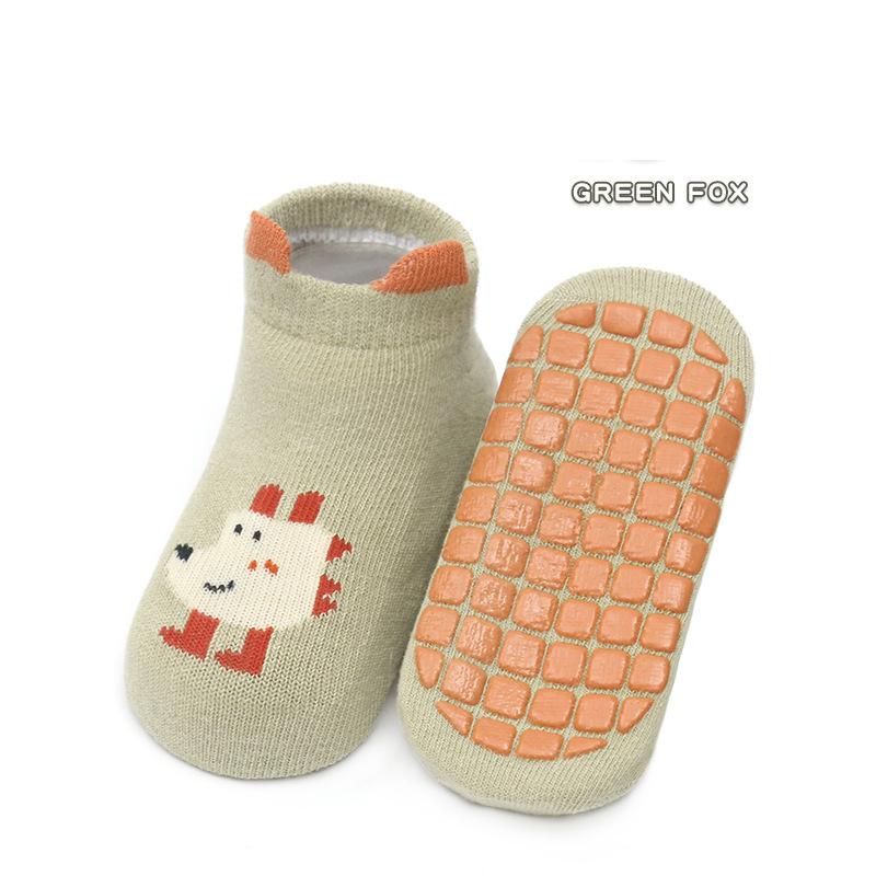 1 Pair Cute Baby Girls Boys Toddlers Non Slip Cotton Socks Kids Cartoon Animals Ankle Grip Floor Walking Socks Spring Auntumn