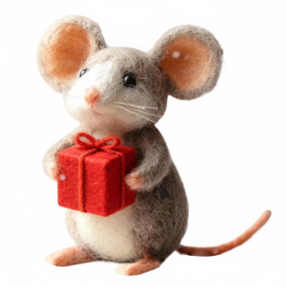 Christmas Mice Wool Felt Mouse Felt Animal Crafts Cute Mouse Tree Ornaments Winter Christmas Wool White Mouse Decor For Wedding