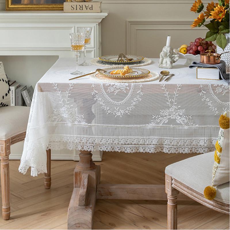 Romantic French Style Lace Tablecloth High Quality Lace Macrame Embroidered Table Cloth For Wedding Mother‘ Day Party Decor