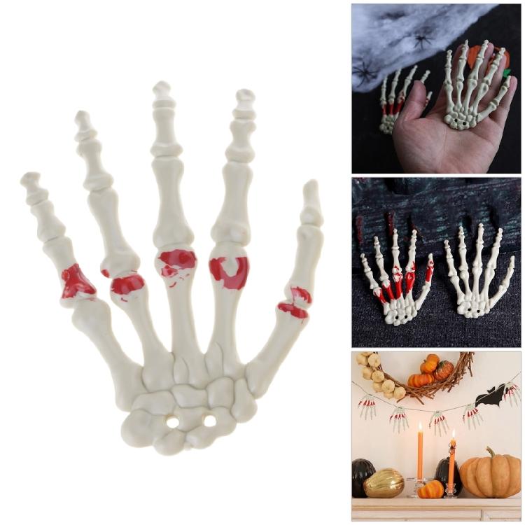 1Pair Halloween Skeleton Hands Plastic Skeleton Human Hand Bone Decoration for Halloween Themed Party Zombied Party