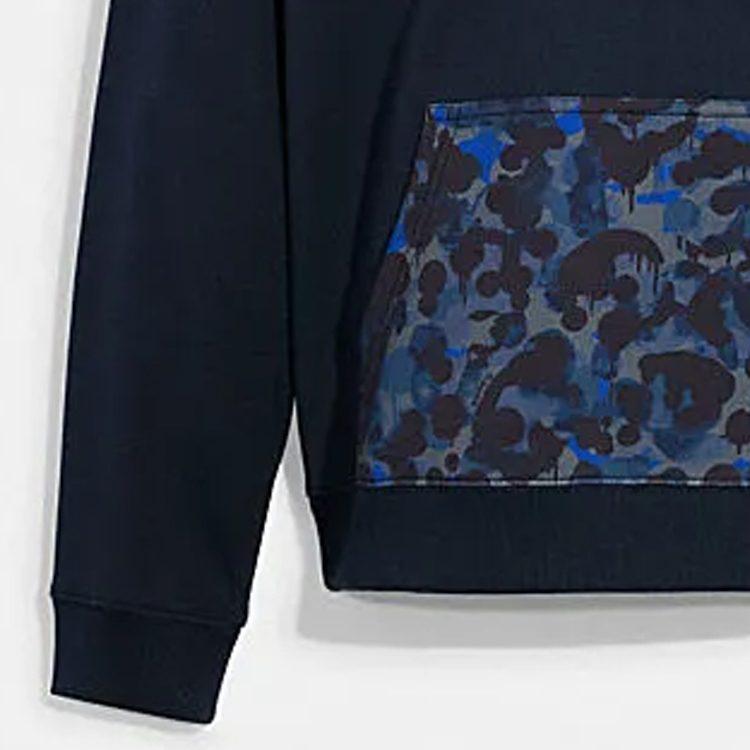 Coach Sweatshirts Men's Blue Hooded Moderate Regular CB812-BLU