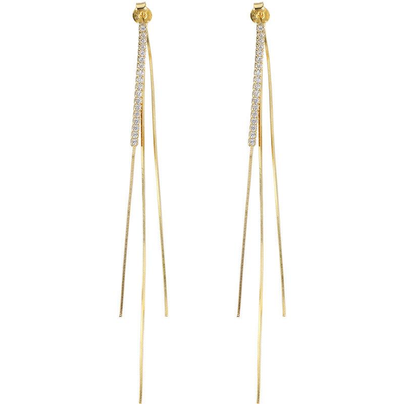 JWER Simple High-Grade Long Chain Tassel Drop Earrings for Women Dangle Earring Gold Silver Color Piercing Line Trendy Ear Gifts