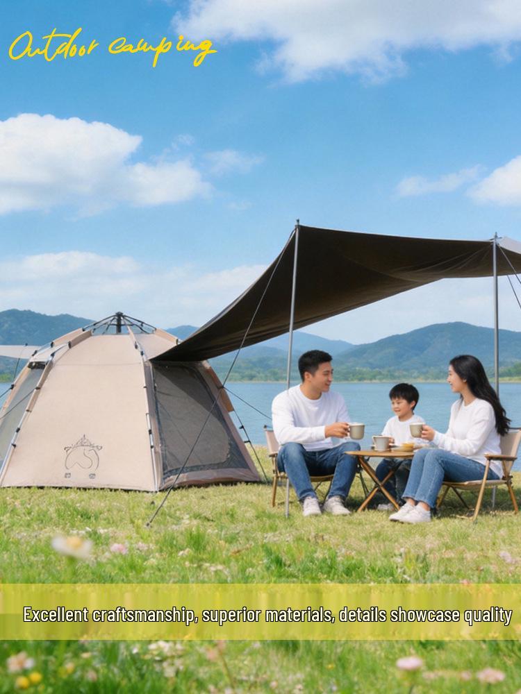 Portable Automatic Quick-Open Tent with Sun Protection and Vestibule for Camping or Parks
