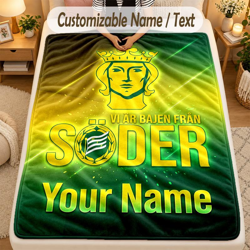 Flannel BlanketHammarby Custom Name Text Personalized Soft Warm Throw Blanket Home Decor Gift