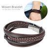20.5cm Men MultiLayer Bracelet Woven Bracelet Hand Wristband with Magnetic Buckle(Black )