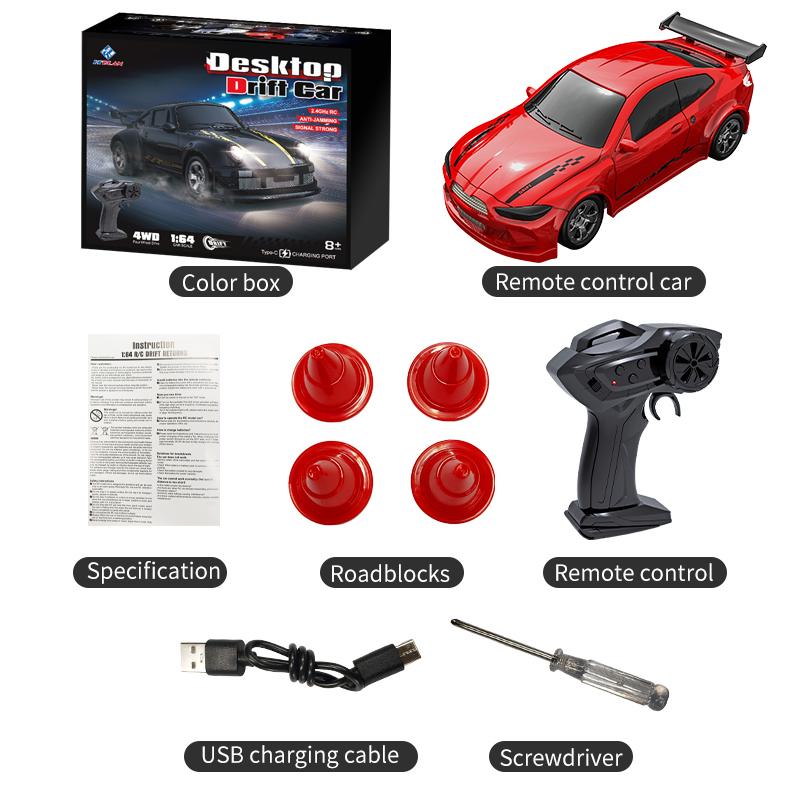 AAXK1 New 4WD 2.4GHZ RC Simulation Mini Drift Car Palm Racing Model Desk Toys 1/64 Scale Remote Control Car Gift for Children Boys.