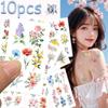 10sheets Flowers Rose Peony Lily Tattoo Stickers For Face Arm Body Temporary Waterproof Tattoo Stickers Kids Creative Gifts