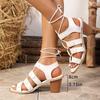 Mode Mode Sandalen mit hohen Absätzen 2025 Neu Damen Offene Zehen Aushöhlbar Atmungsaktiv Römischer Stil Dicke Absätze Bequem Elegant Cool Pumps