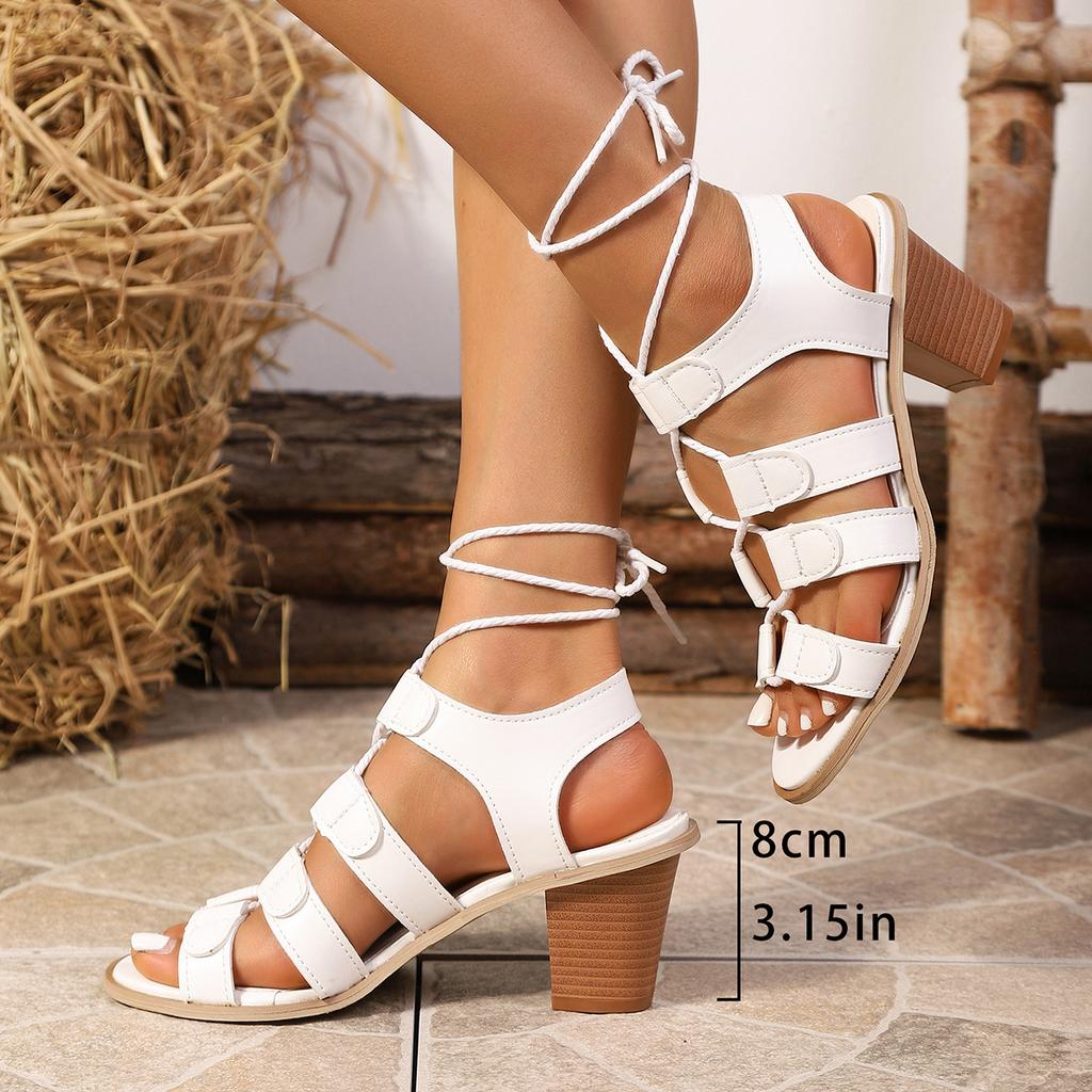Mode Mode Sandalen mit hohen Absätzen 2025 Neu Damen Offene Zehen Aushöhlbar Atmungsaktiv Römischer Stil Dicke Absätze Bequem Elegant Cool Pumps