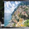 Positano Italien Duschvorhang Mittelmeerküste Aussicht Strandstadt Dekor Reise Thema Leinen180X230