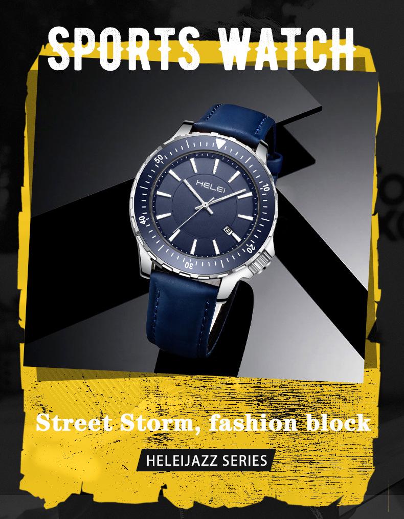 2024 Simple Waterproof Genuine Leather Men's Quartz Wristwatch with Calendar