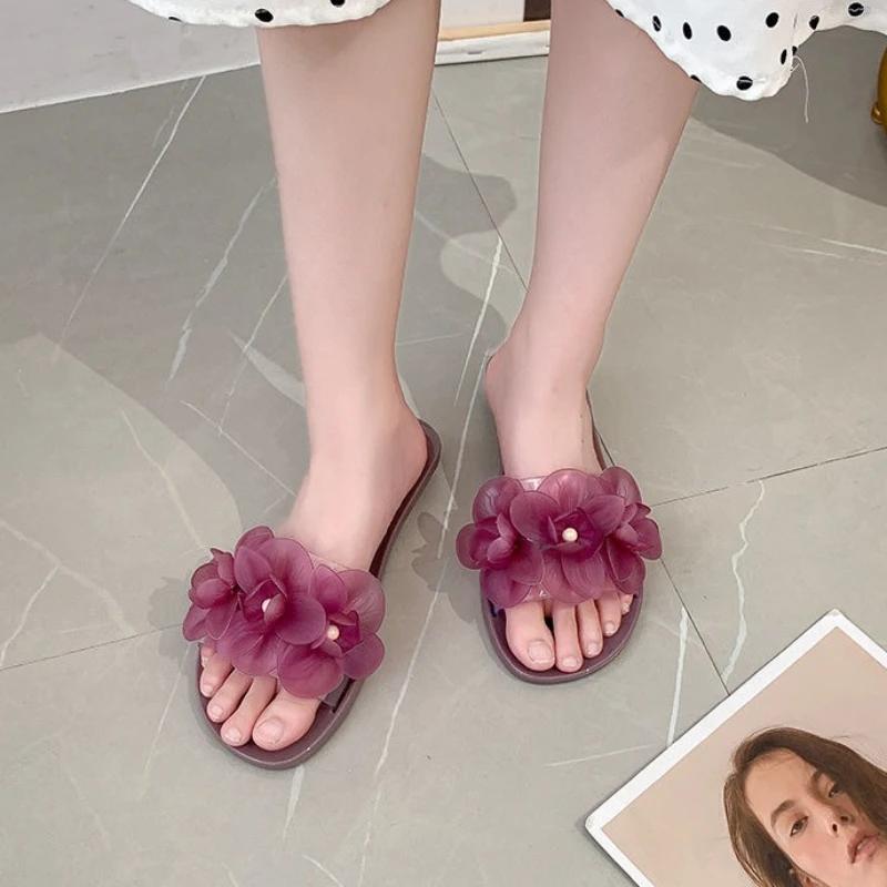 Transparent Shoes for Women With Heel Woman Slippers Cheap Liquidation Slides 2025 Luxury Sandals Waterproof Small Size H Sandal