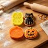 1PC Halloween Cookie Cutter Cartoon Ghost Pumpkin Cat Cookie Stamp Fondant Cake Decoration Tools Hand Pressure Cookies Molds