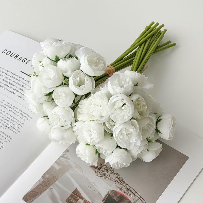 27-Head Small Rose Peony Artificial Bouquet for Home Decor or Photography Props