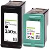 Pack of 2 Compatible HP 350-351 XL Black &; Color for DeskJet, OfficeJet & Printers; PhotoSmart HP