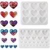 2Pcs Heart Shape Silicone Molds Love Heart Cabochons Resin Casting Molds Chunky Valentines Love Jewelry Pendant Mould for Epoxy Resin DIY Earring