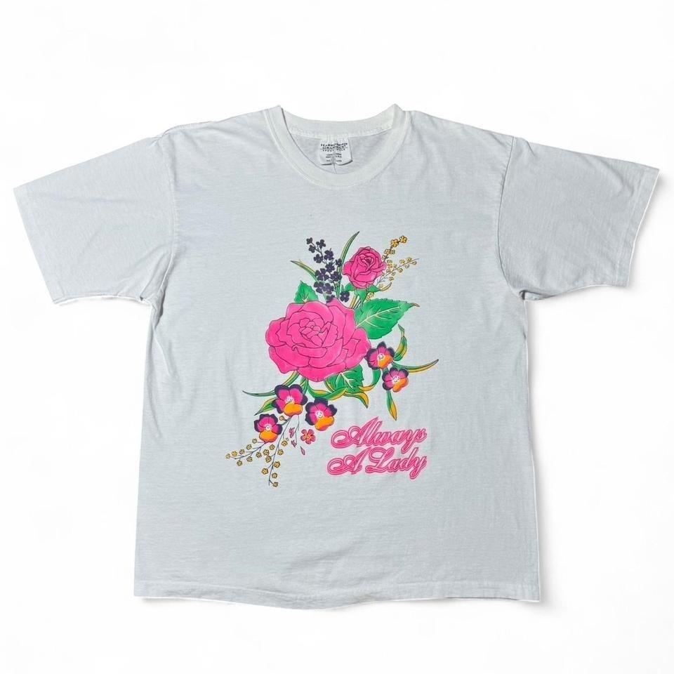 Vintage 90s Always A Lady Floral Graphic Cute Flowers Nature Art T-shirt Medium XXXL