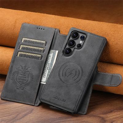 Funda Billetera Magnética Desmontable 2 en 1 Soporte para Tarjetas Funda para Teléfono para Samsung Galaxy S25 S24 S23 S22 Ultra Cubierta Protectora de Cuero