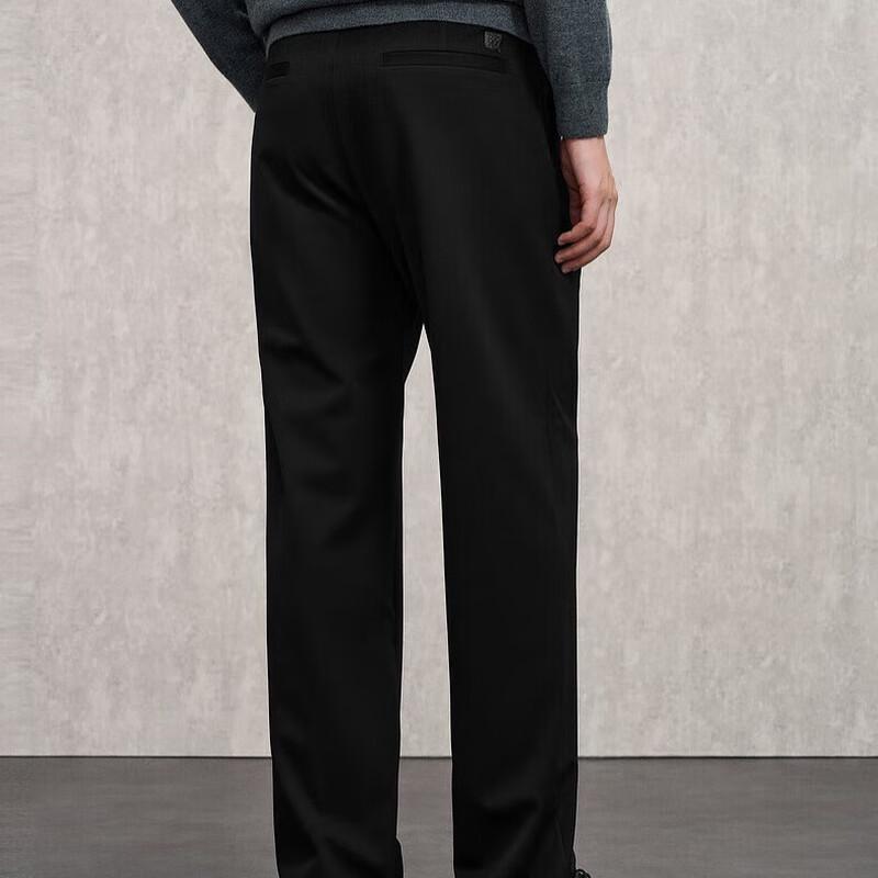 EMZ Men's Black Casual Straight-Leg Trousers