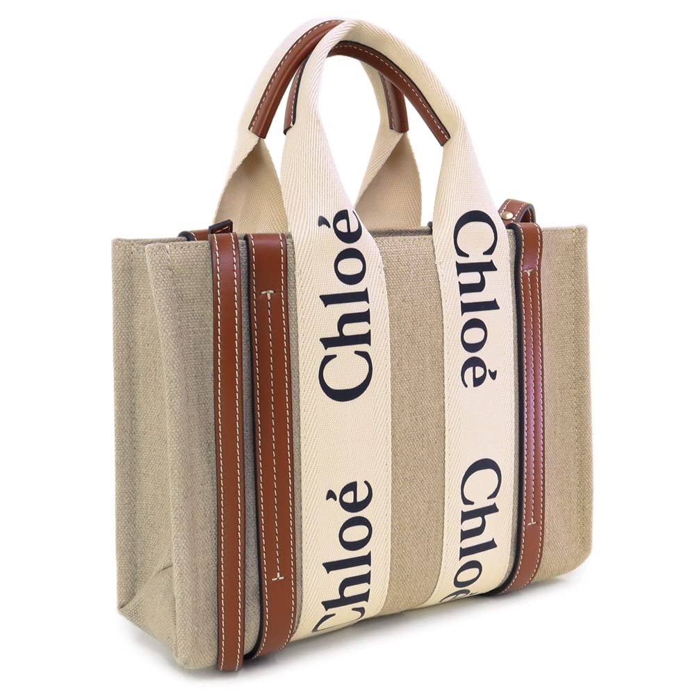 Chloe Woody Small Mini CHC22AS397I26 90U 2-Way Tote/Shoulder Bag, Bag, Beige/Brown, Women's, [Used]