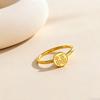 Gold Small Blessing Ring Simple Retro Chinese Style Titanium Steel Transfer Bead